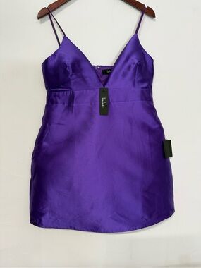 Lulu's Satin Purple Spaghetti Strap Mini Dress